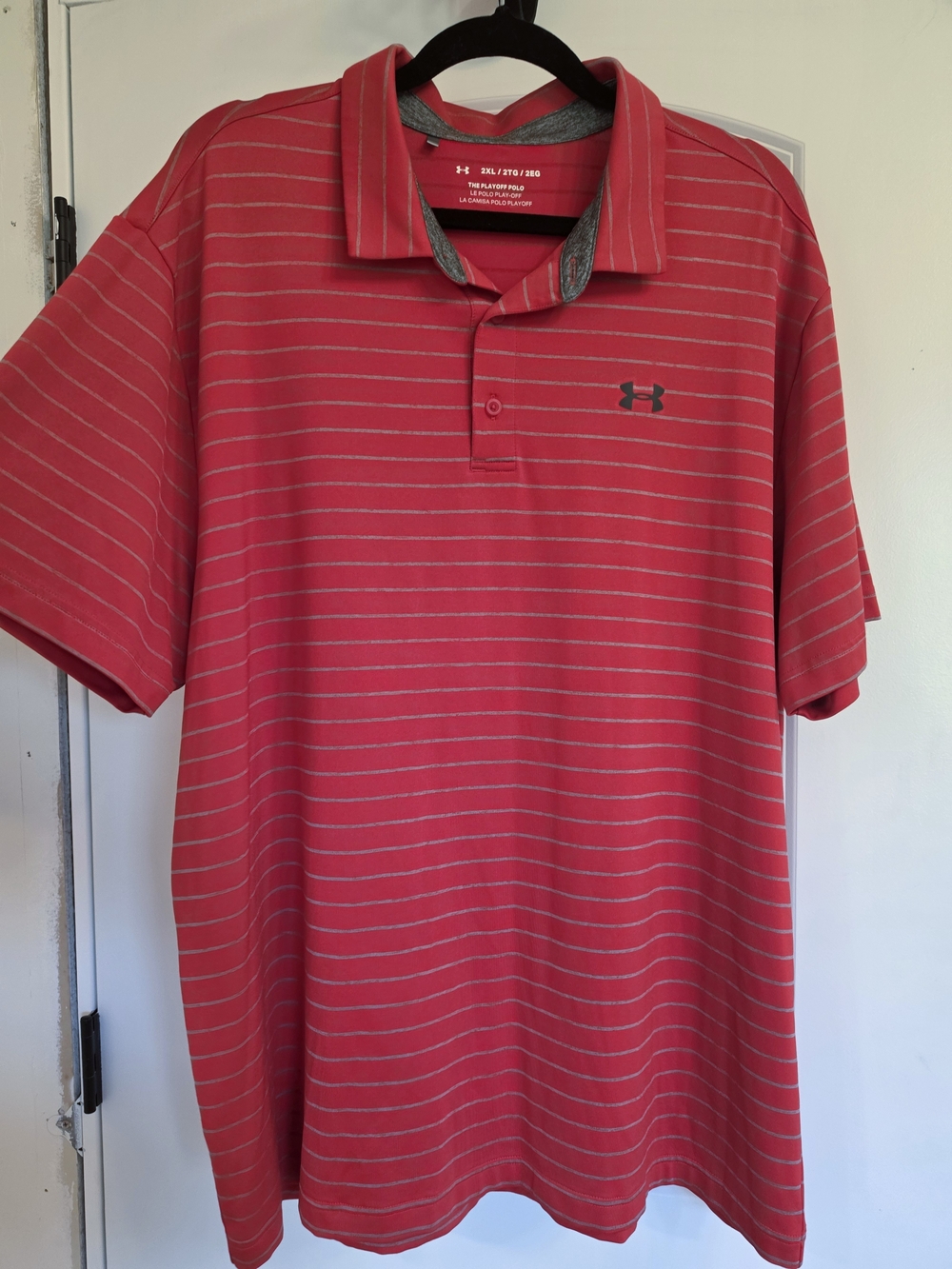 Under Armour Men’s Red Striped Playoff Polo Shirt